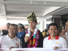 Tengku Muhammad Septiadi Ardiansyah Peraih Emas Sea Games Disambut Meriah di Bandara Hang Nadim