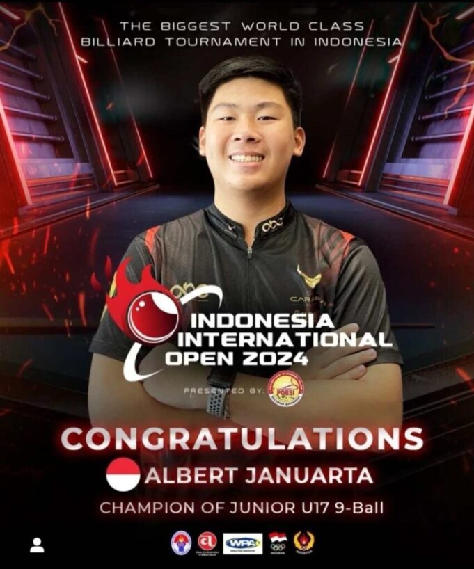 Turnamen Biliar Open Junior Internasional U-17 Dimenangi Pebiliar Kepri Albert Januarta