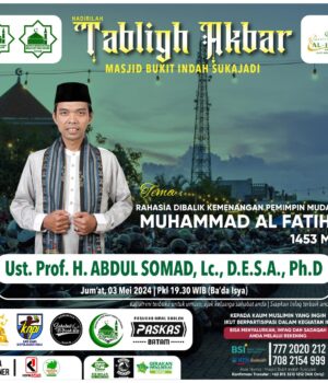 Jangan Lewatkan, Tabligh Akbar Ustad Abdul Somad di Masjid Bukit Indah Sukajadi, Malam Nanti