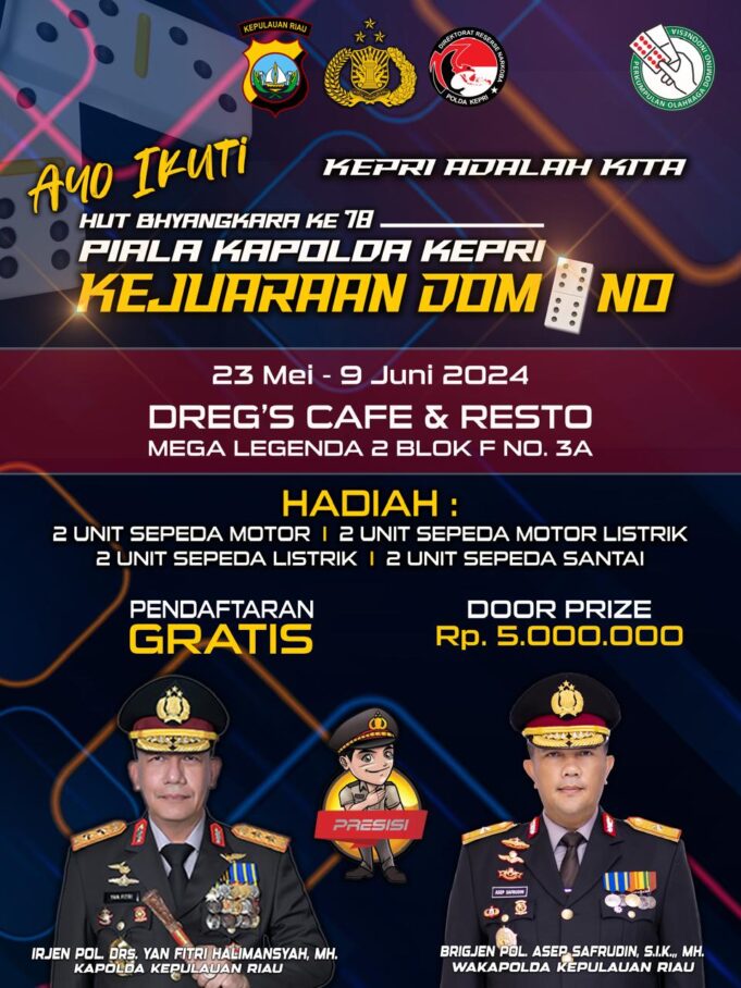 Polda Kepri Ramaikan HUT Bhayangkara Ke 78 Gelar Berbagai Lomba Satunya Turnamen Domino