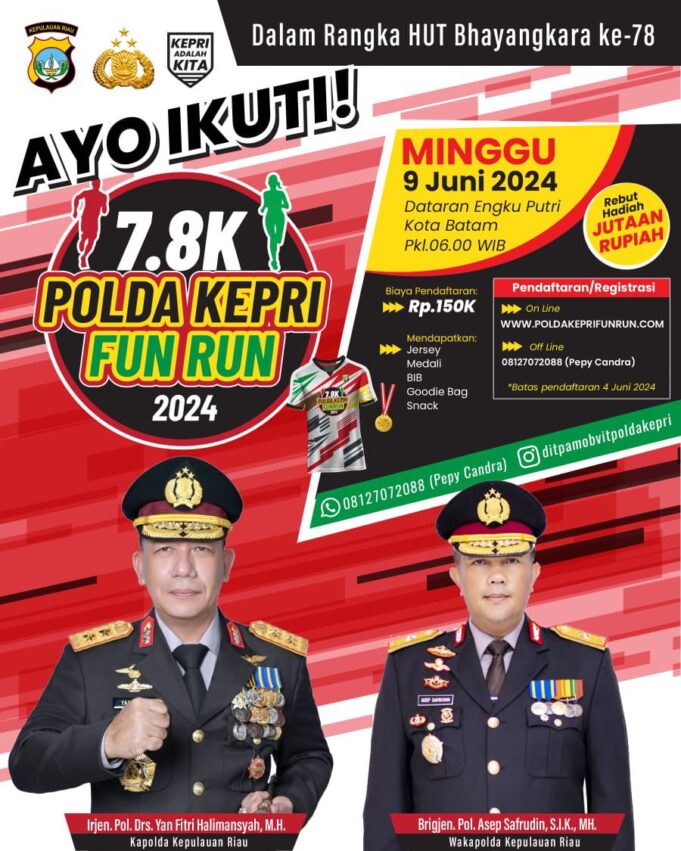 Ada Hadiah Paket Umroh, Polda Kepri Fun Run Bakal Digelar 9 Juni Mendatang