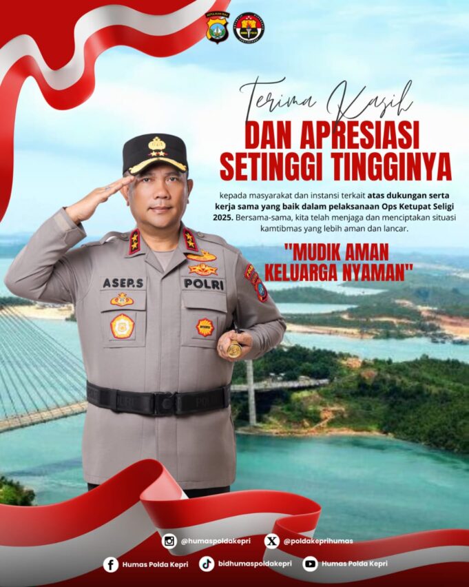 Kapolda Kepri Irjen. Pol. Asep Safrudin Tegaskan Penurunan Laka Lantas dalam Operasi Ketupat Seligi