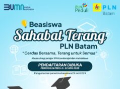 PLN Batam Hadirkan Beasiswa Sahabat Terang: “Cerdas Bersama, Terang untuk Semua” PLN Batam kembali meluncurkan program beasiswa bertajuk Beasiswa Sahabat Terang PLN Batam dengan subtema “Cerdas Bersama, Terang untuk Semua”.